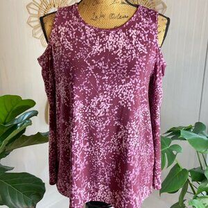 H by Halston Cold Shoulder Jersey Knit Top Sz S